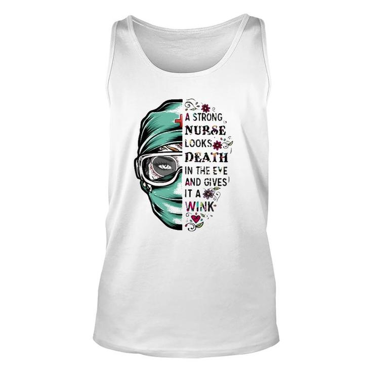 A Strong Nurse Looks Death In The Eye And Gives It A Wink Red Cross Personal Protective Equipment Flowers Tank Top