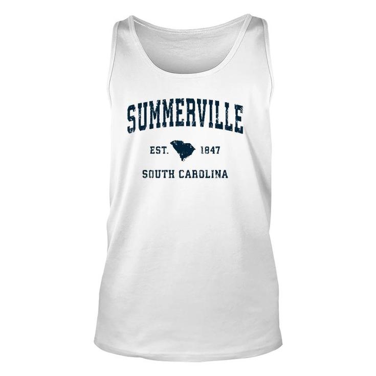 Summerville South Carolina Sc Vintage Sports Navy Print Pullover Tank Top
