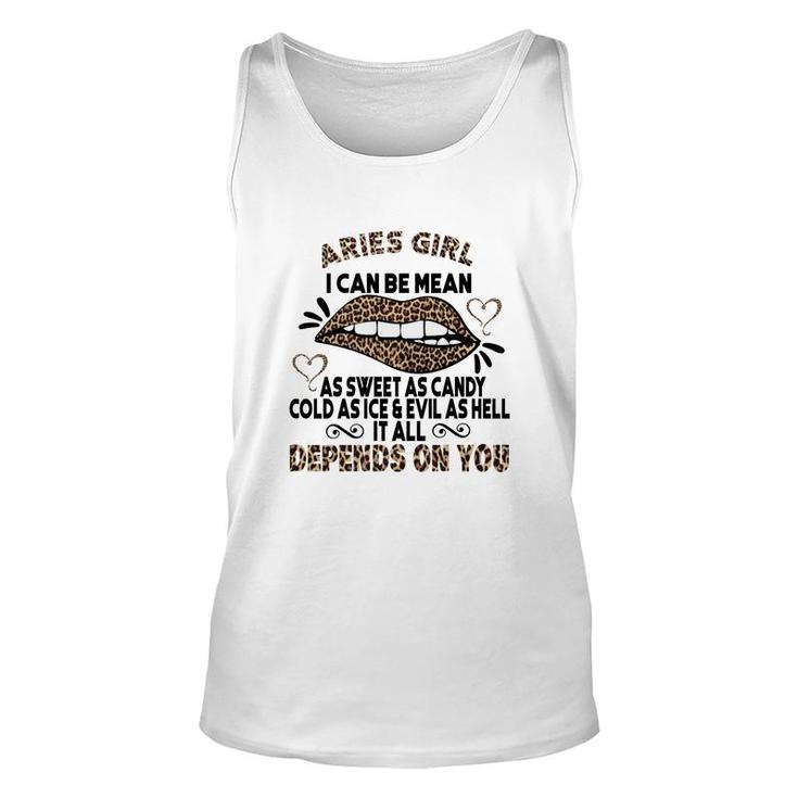 Sweet As Candy Cold As Ice Aries Leopard Aries Girls Birthday Gift Unisex Tank Top