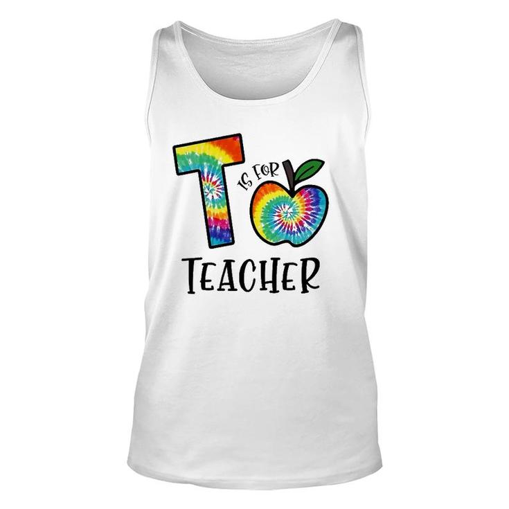 T Is For Teacher Tie Dye Back To School Apple Tie Dye Unisex Tank Top
