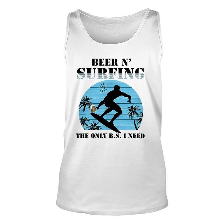 The Only Bs I Need Is Beer And Surfing Retro Beach Unisex Tank Top