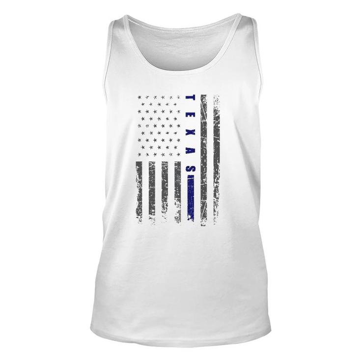 Thin Blue Line Us Flag Texas Souvenir Thin Blue Line Unisex Tank Top