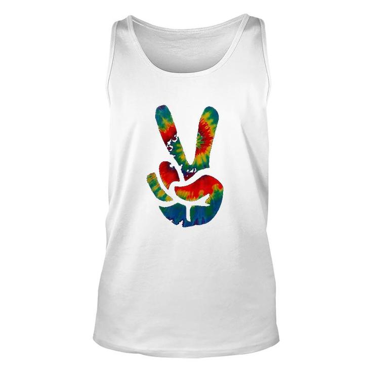 Tie Dye Peace Sign Hand Hippies V Unisex Tank Top