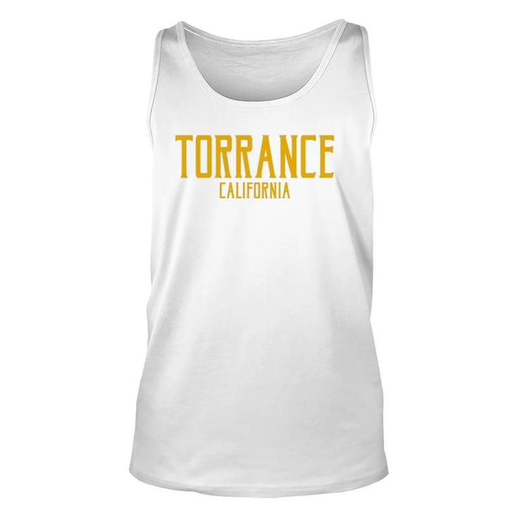 Torrance California Ca Vintage Text Amber Print  Unisex Tank Top