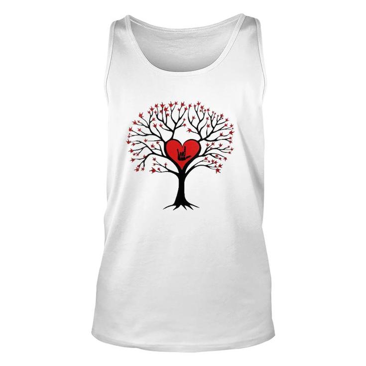 Tree Hearts I Love You Asl Sign Language Valentine's Day Unisex Tank Top