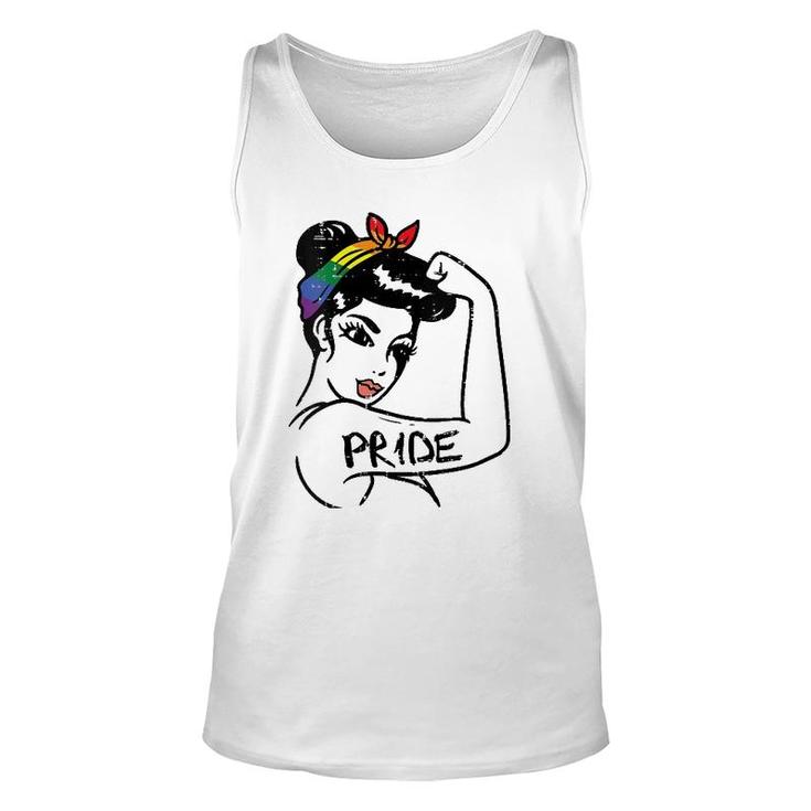 Womens Unbreakable Strong Woman Rainbow Gay Pride Lgbt Women V-Neck Tank Top