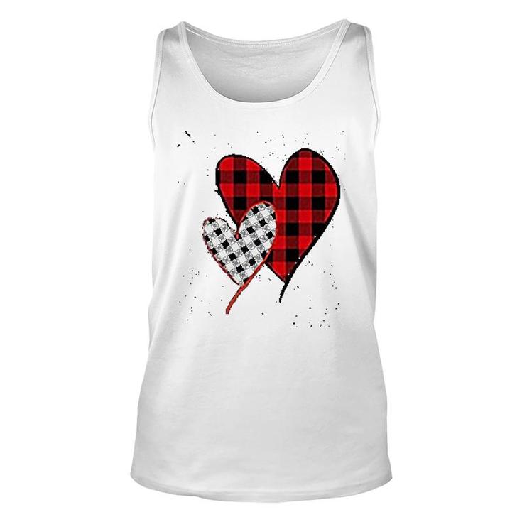 Valentines Day Buffalo Plaid Love Heart Print Graphic Casual Tank Top