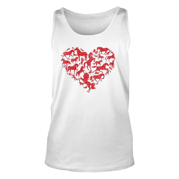 Valentine's Day I Love Horses Distressed Heart Equestrian Unisex Tank Top