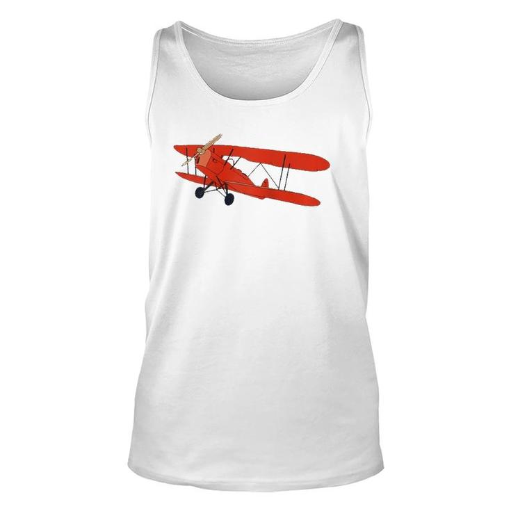 Vintage Airplane Aviation Pilot Retro Red Aircraft  Unisex Tank Top