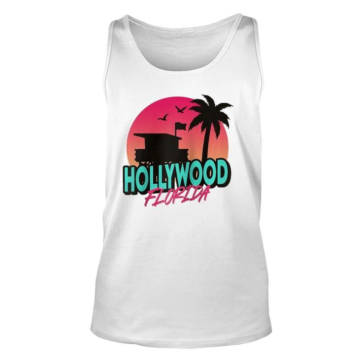 Vintage Hollywood Florida Beach Palm Trees Fl Distressed  Unisex Tank Top
