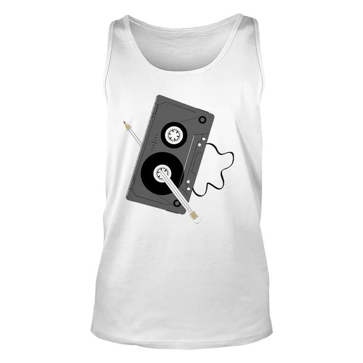 Vintage Music 80S 90S A Cassette Tape With Pencil Winding Up Tank Top