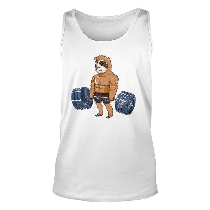 Vintage Sloth Weightlifting Bodybuilder Muscle Fitness Unisex Tank Top