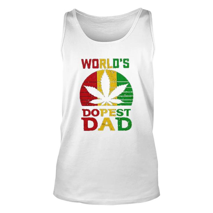 Weed Three Color Worlds Dopest Dad  Funny Leaf Fashion For Men Women Unisex Tank Top