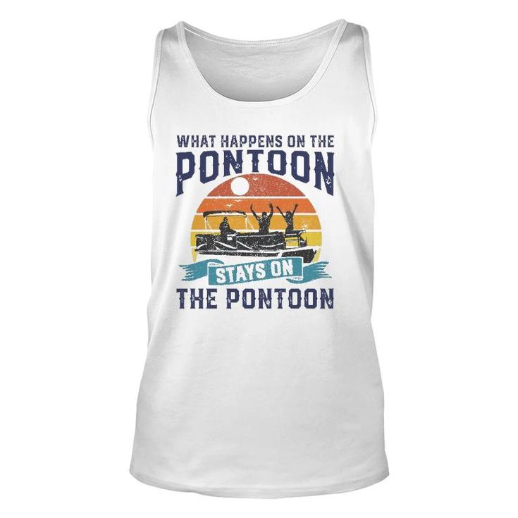 What Happens On The Pontoon Boat Funny Boating Gift For Dad Unisex Tank Top