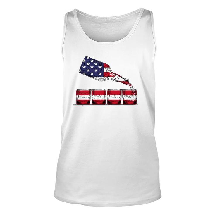 Whiskey American Flag Glasses 4Th Of July Men Women Usa Unisex Tank Top