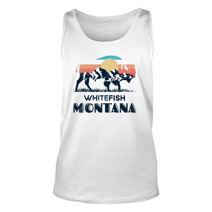 Whitefish Montana Vintage Hiking Bison Nature Unisex Tank Top