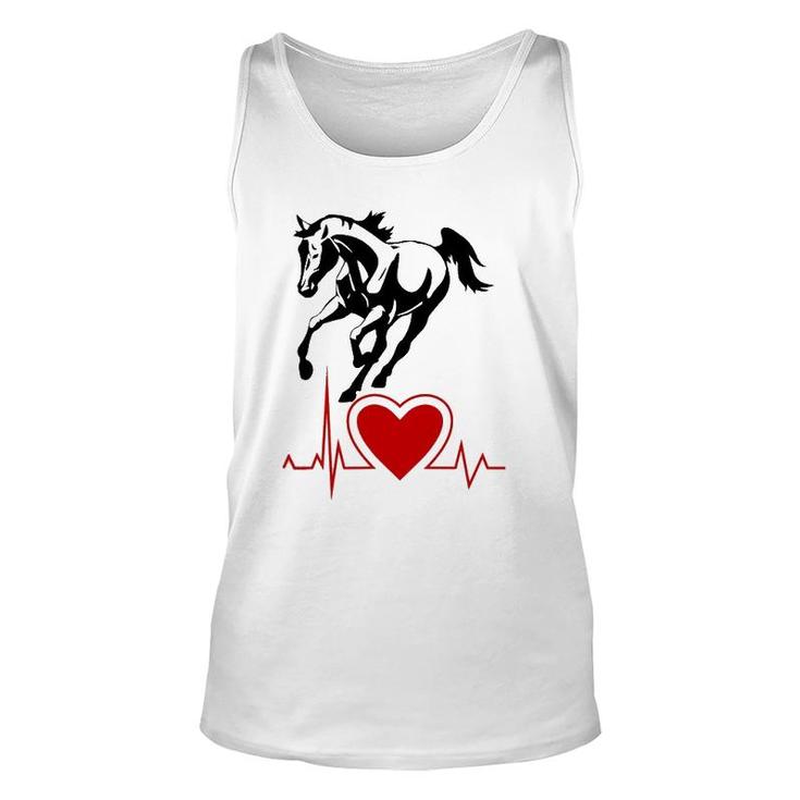 Wild Horse With Pulse Rate Rider Riding Heartbeat Unisex Tank Top