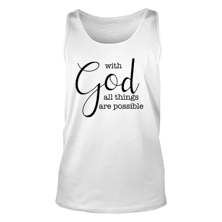 With God All Things Are Possible Christian Faith  Unisex Tank Top