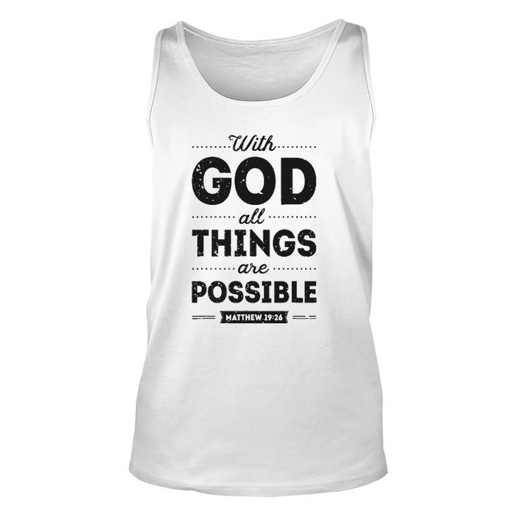 With God All Things Are Possible Christian Men Women Gifts Unisex Tank Top