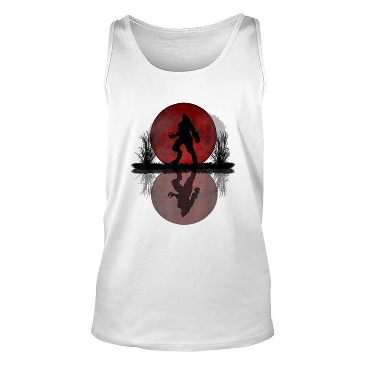 Wolf And Red Moon Unisex Tank Top