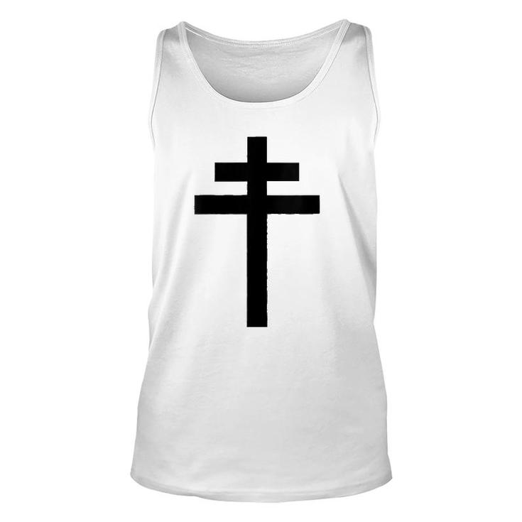 Womens French Resistance Cross Of Lorraine V-Neck Unisex Tank Top