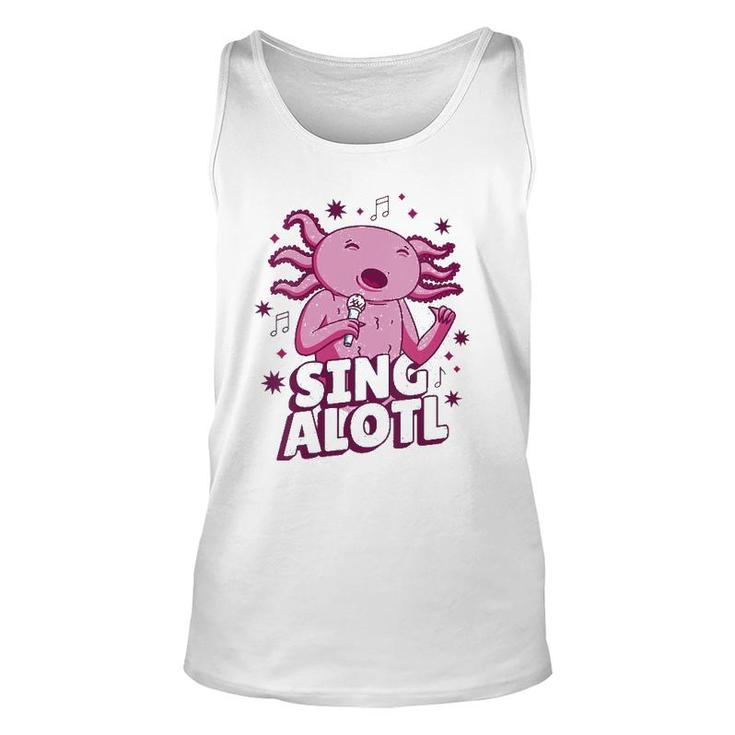 Womens Funny Cute Kawaii Singalotl Axolotl V-Neck Unisex Tank Top