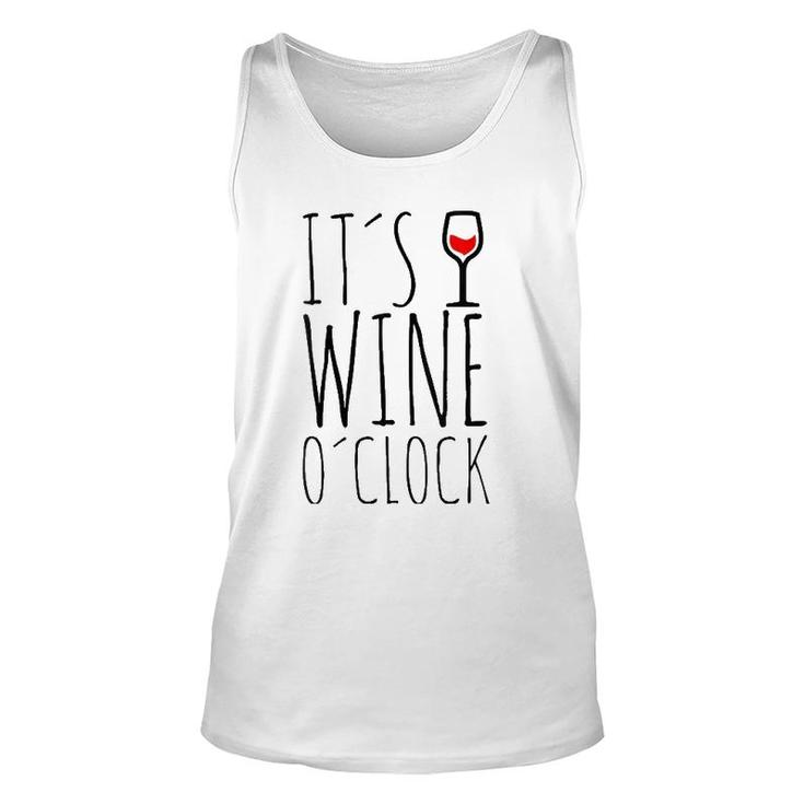 Womens It's Wine O'clock Time Red Wine Unisex Tank Top