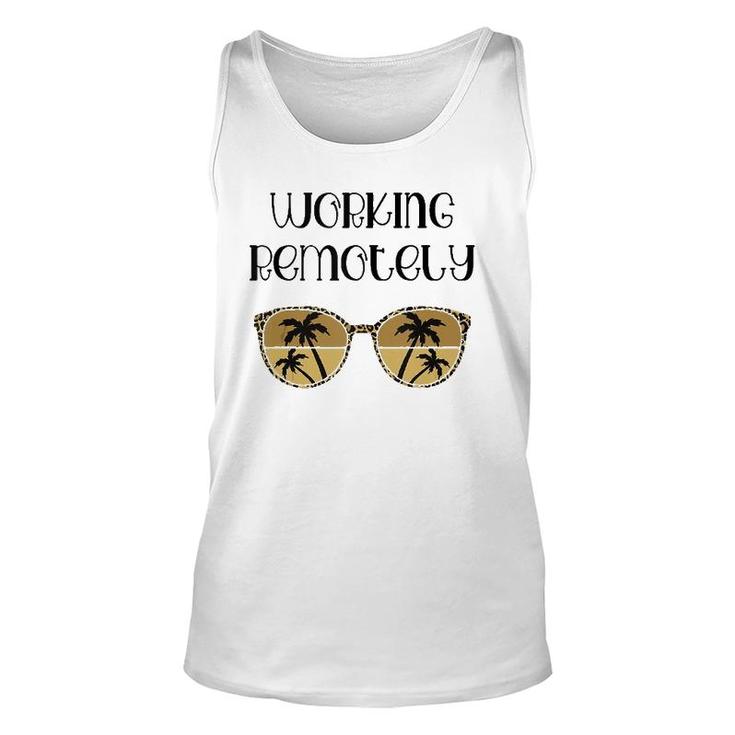 Working Remotely Work From Home Office Leopard Palm Tree  Unisex Tank Top
