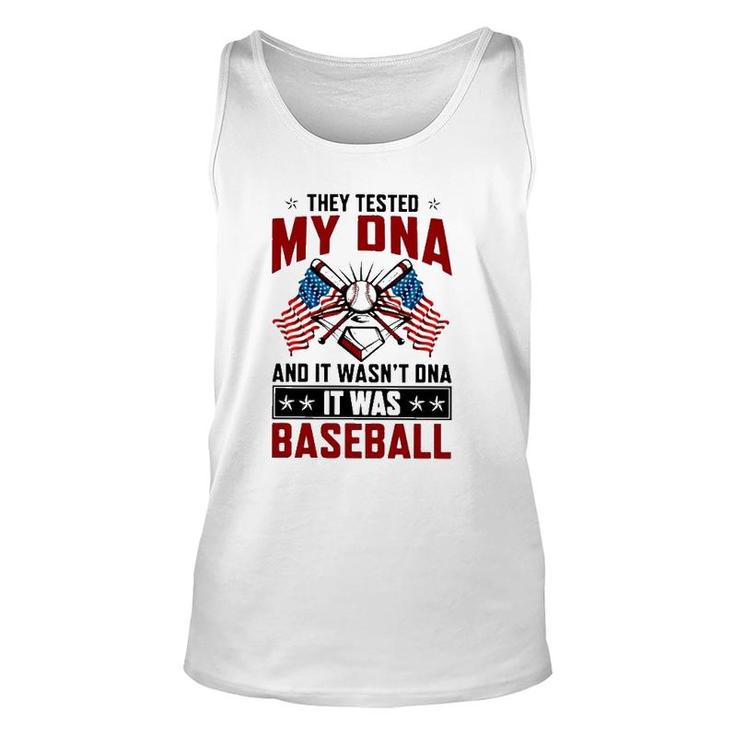 They Tested My Dna It Was Baseball American Flag Baseball Lover Tank Top