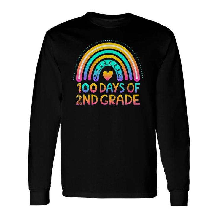 100 Days Of 2Nd Grade 100Th Day Of School Teacher Rainbow Long Sleeve T-Shirt T-Shirt