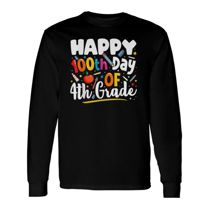 100 Days Of School Teacher 100Th Day Of 4Th Grade Long Sleeve T-Shirt T-Shirt