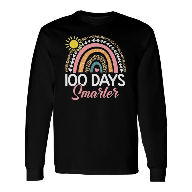 100 Days Smarter Rainbow Leopard Happy 100Th Day Of School Long Sleeve T-Shirt T-Shirt