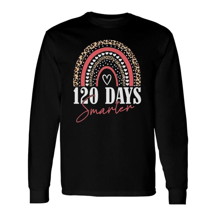 120 Days Smarter Happy 120Th Day Of School Rainbow Leopard Long Sleeve T-Shirt T-Shirt