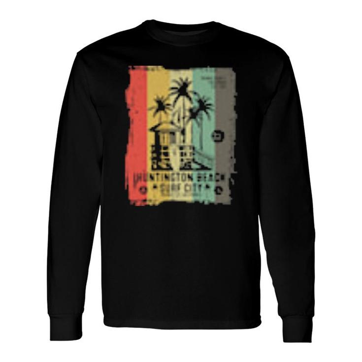 2 Sided Vintage Huntington Beach Surf City Surfing Style Long Sleeve T-Shirt T-Shirt
