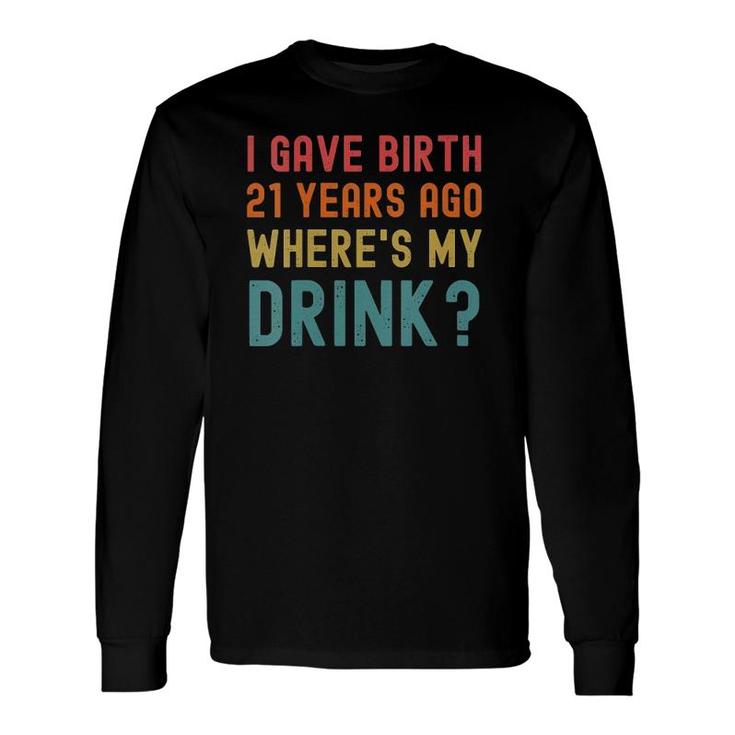 21St Birthday Party Mom Dad 21 Years Old Child Son Daughter V-Neck Long Sleeve T-Shirt T-Shirt