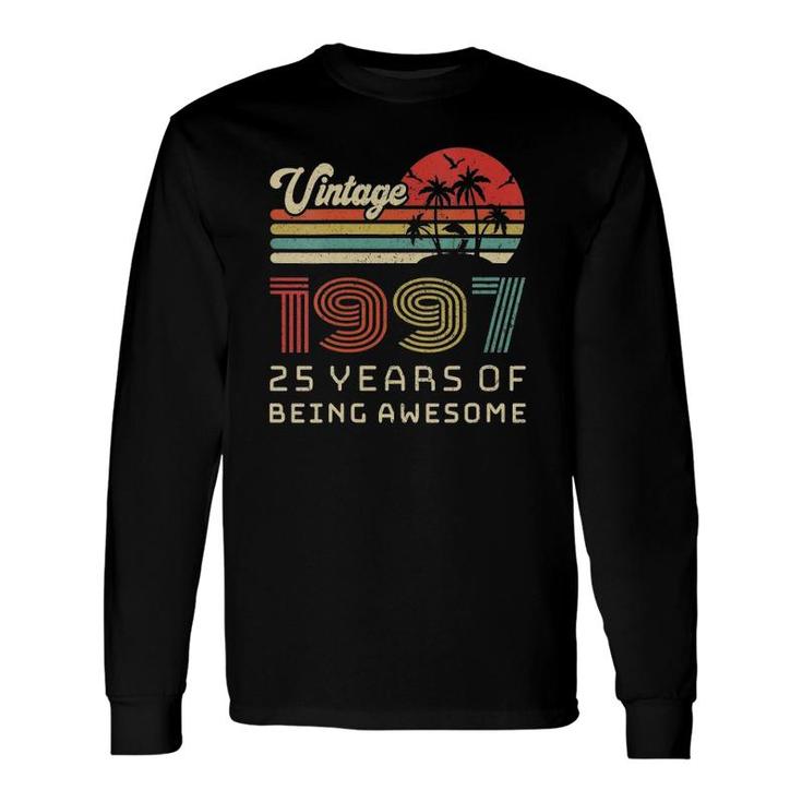 25 Years Old Birthday Vintage 1997 25 Birthday V Neck Long Sleeve T-Shirt T-Shirt