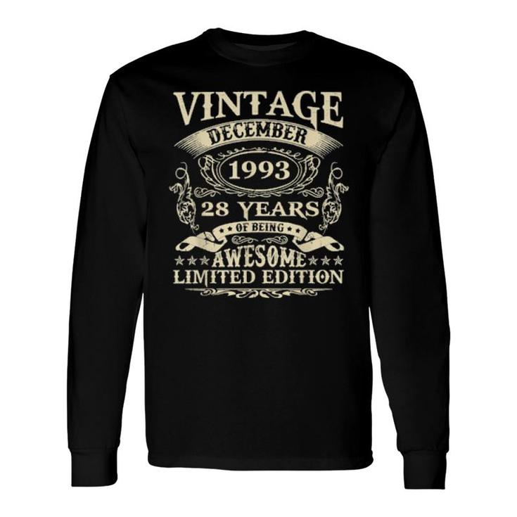 28Th Birthday December 1993 28 Years Old Vintage Long Sleeve T-Shirt