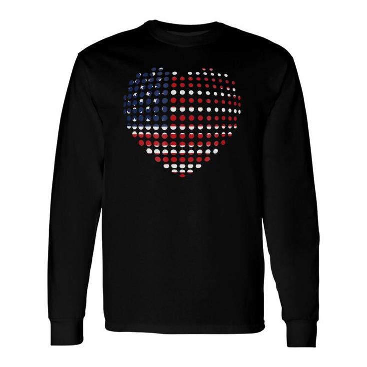 4Th Of July American Flag Heart Us Patriotic Colors Long Sleeve T-Shirt T-Shirt