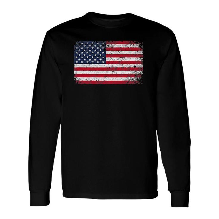 4Th Of July Distressed American Usa Flag Pocket Long Sleeve T-Shirt T-Shirt