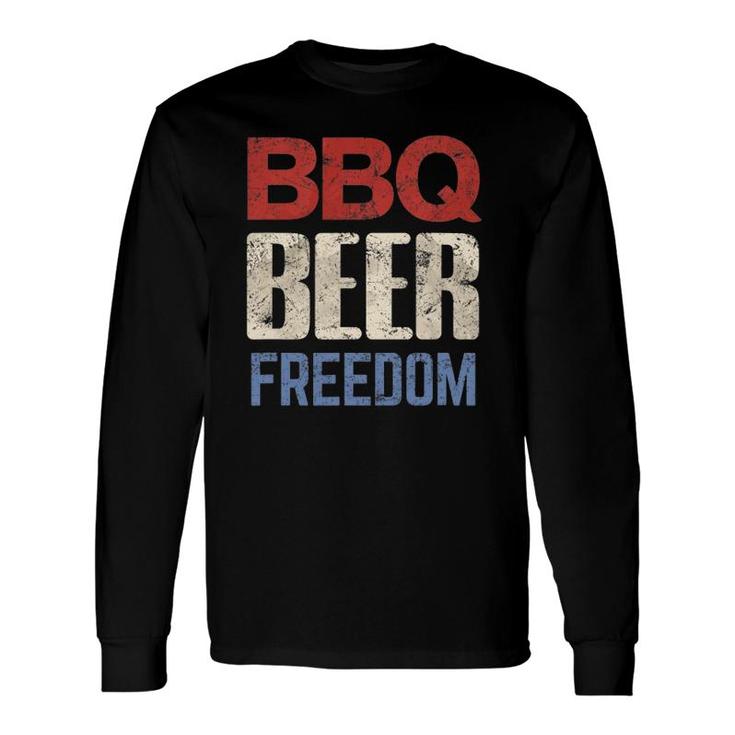 4Th Of July Patriotic Usa American Flag Bbq Beer Freedom Long Sleeve T-Shirt T-Shirt