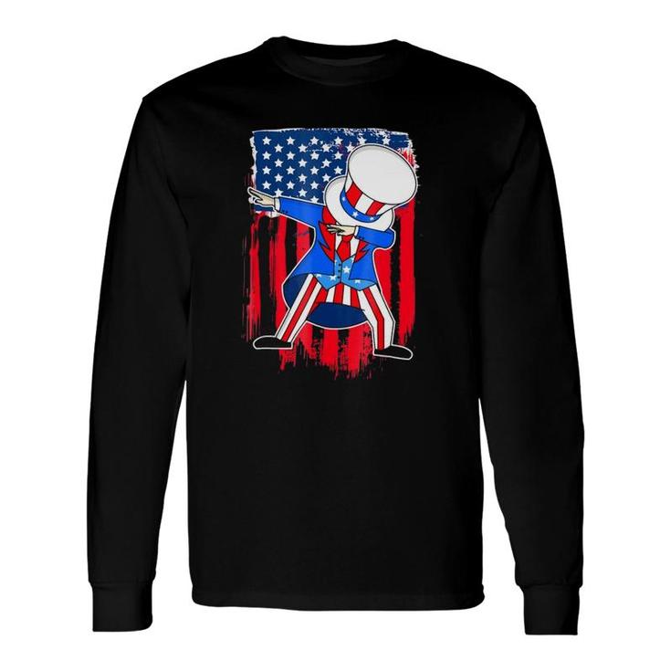 4Th Of July Uncle Sam Dab American Flag Patriotic Long Sleeve T-Shirt