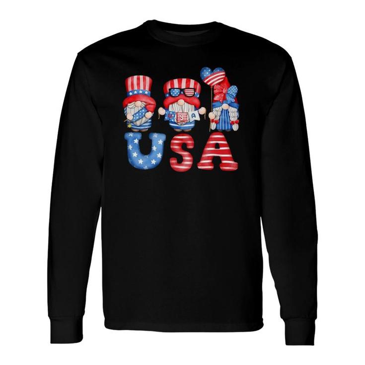 4Th Of July Usa American Flag Gnomes Patriotic Cute Long Sleeve T-Shirt T-Shirt