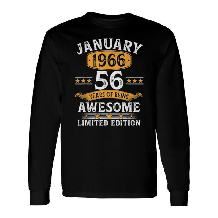 56 Years Old Retro Vintage 1966 January 1966 56Th Birthday Long Sleeve T-Shirt