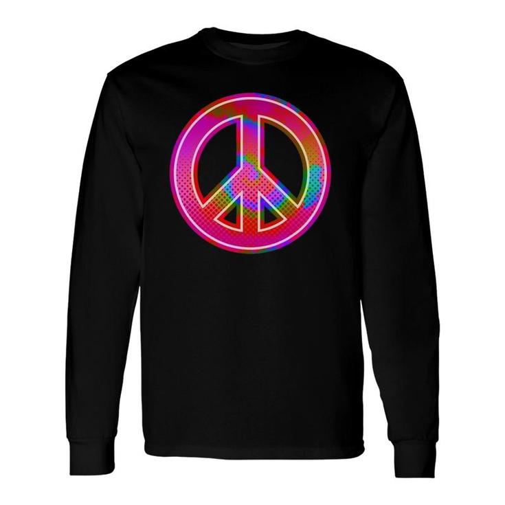 90S Rave Psychedelic Tie Dye Hippie Peace Sign Long Sleeve T-Shirt T-Shirt
