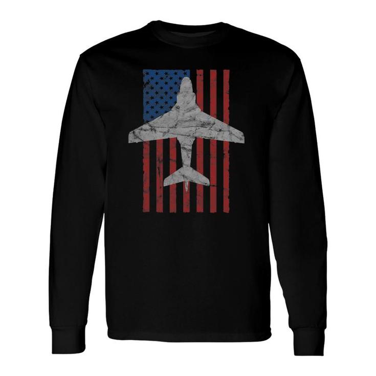 A-6 Intruder Jet Airplane Color Vintage Flag Long Sleeve T-Shirt T-Shirt