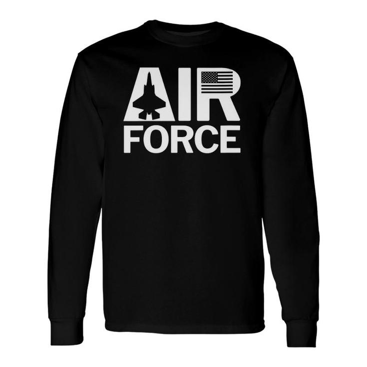 Air Force With F35 Jet And Us Flag Long Sleeve T-Shirt T-Shirt