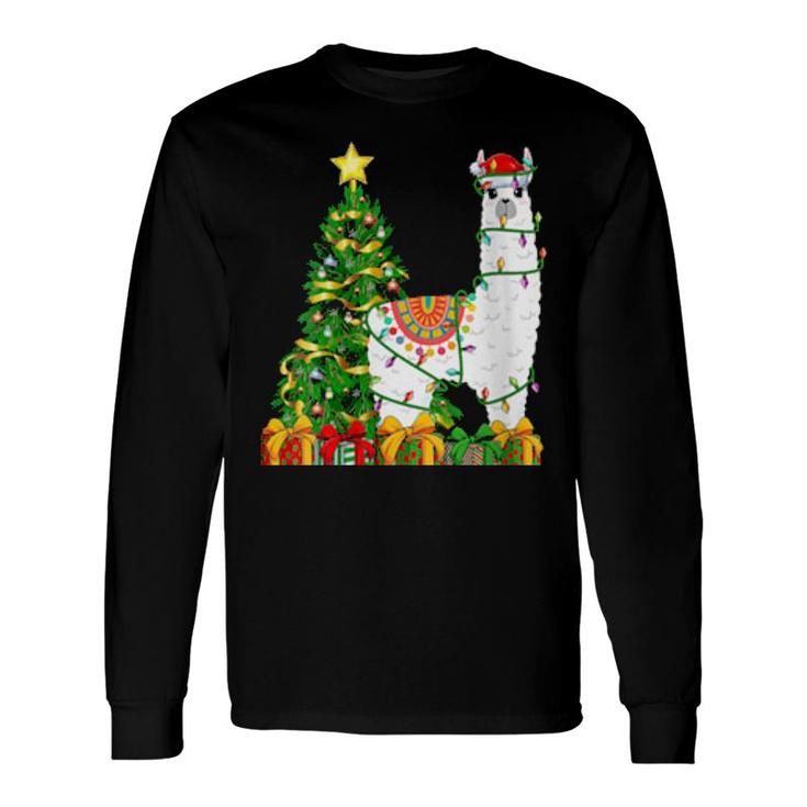 Alpaca Lighting Xmas Tree Matching Alpaca Christmas Long Sleeve T-Shirt T-Shirt