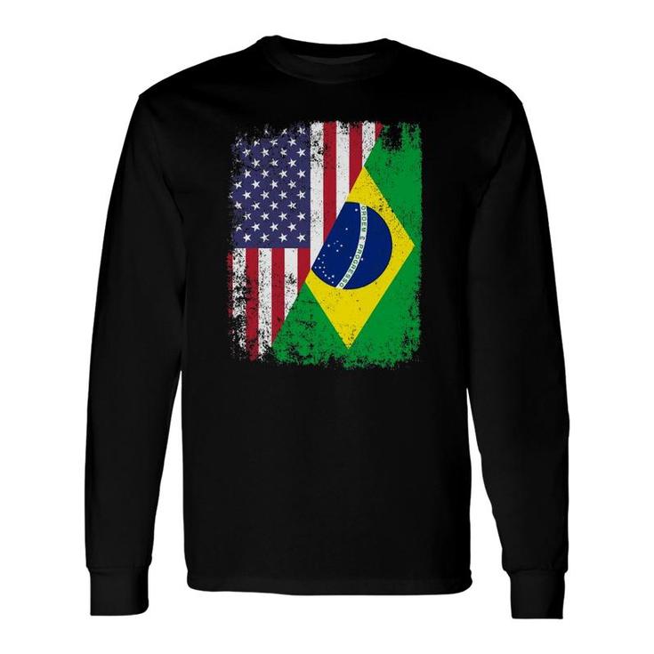 American Brazilian Roots Half American Usa Brazil Flags Long Sleeve T-Shirt T-Shirt