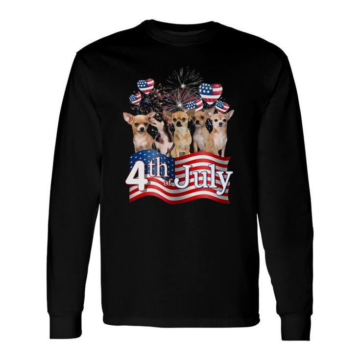 American Flag Chihuahua Dog 4Th Of July Patriotic Usa Long Sleeve T-Shirt T-Shirt
