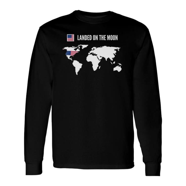 American Flag Moon Landing Usa World Map Long Sleeve T-Shirt T-Shirt